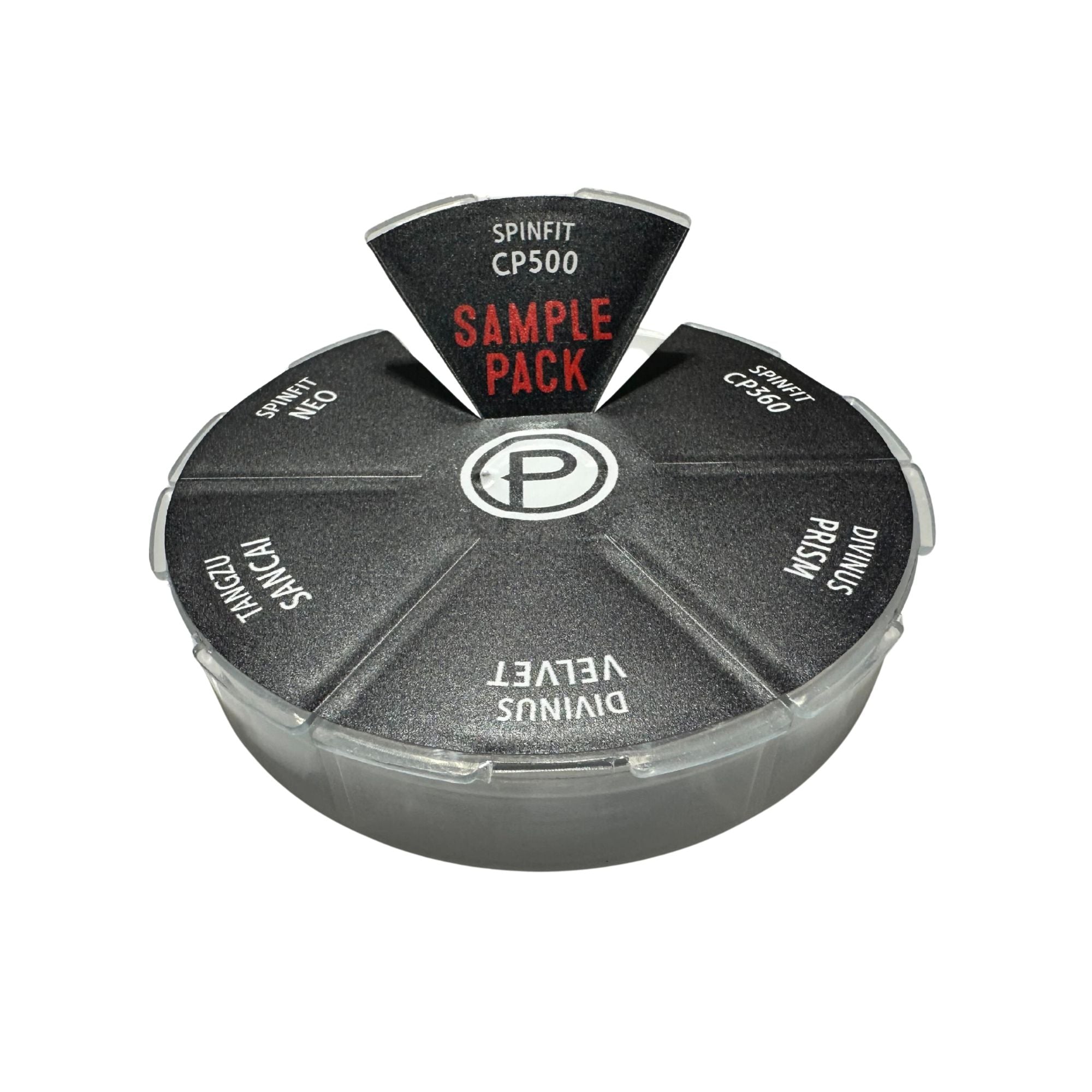 IEM sample pack with various compartments labeled on a white background