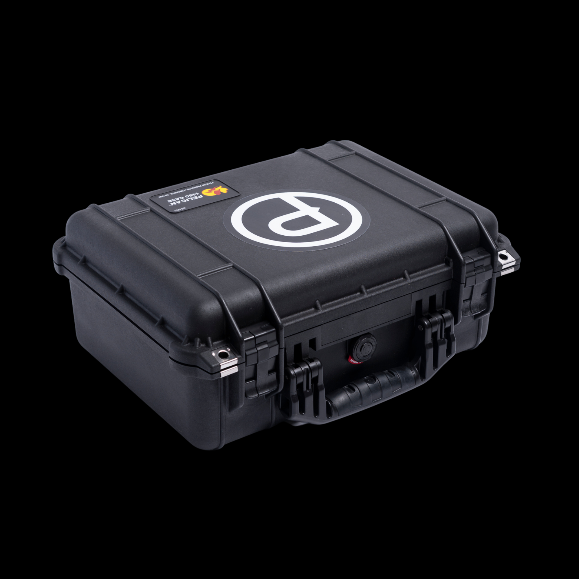 Black pelican case with a 'Plunge Audio' logo on a black background